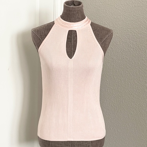 WHBM Keyhole Halter Sweater Tank Pink S NWT - Picture 6 of 12